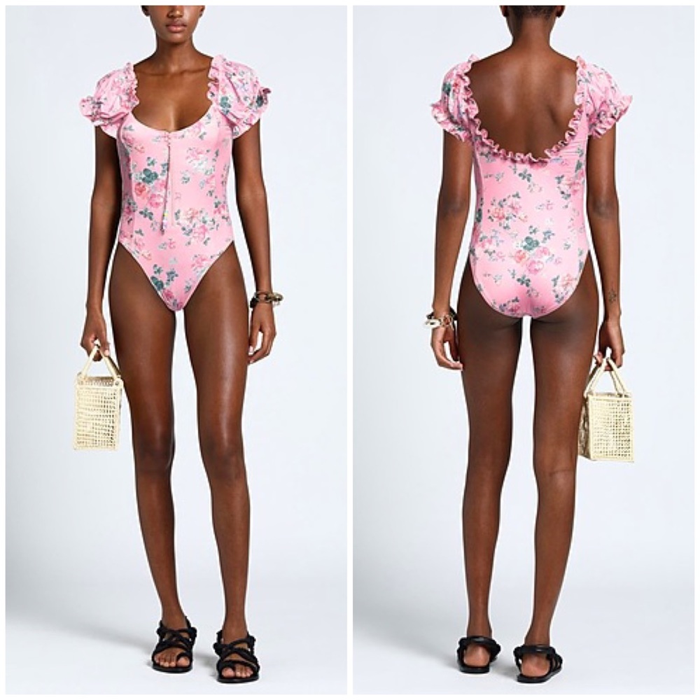 Fantasia Puff Sleeve One-Piece Swimsuit Pink
